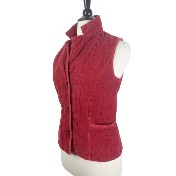 Habitat Size Small Red Quilted Sleeveless Button Front Jacket Vest - Picture 2 of 11
